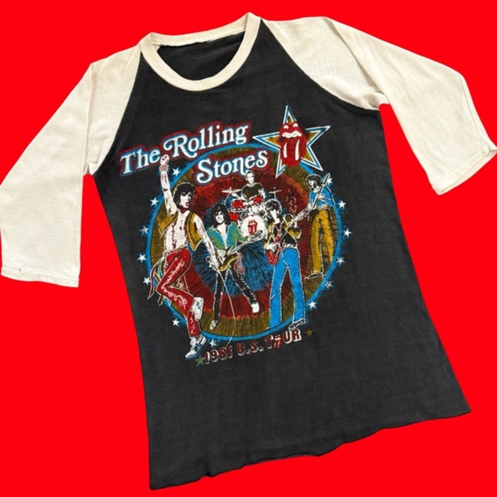 Rolling Stones Tattoo‎ You Tour Vintage 80s Raglan Band T Shirt Music Rock Tee